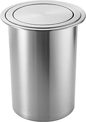 CHFYIJYHM Pattumiera con coperchio da incasso for piano di lavoro della cucina, pattumiera con sportello di bilanciamento, contenitore for rifiuti piccolo in acciaio inox 304 spazzolato incorporato, q