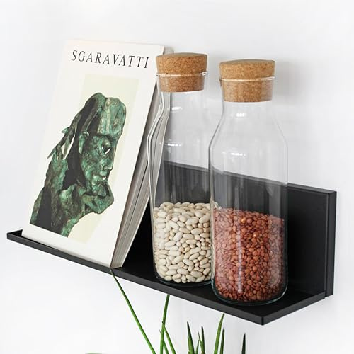 KalaMitica - Magnetisches Regal aus Stahl Kostas, modulare Einrichtung für magnetische Wände - Anthrazit - 50 x 12,5 x 12,5 cm
