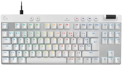 Logitech G PRO X TKL RAPID, clavier gaming filaire sans pavé numérique touches analogiques magnétiques, mode de déclenchement rapide, actionnement réglable et RVB personnalisable - FRA AZERTY - Blanc
