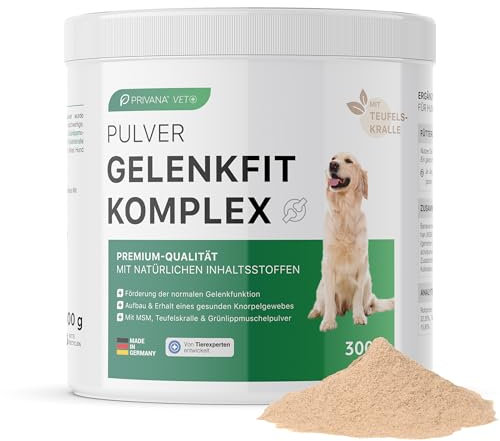 Privana GelenkFit Komplex für Hunde(300g) – Gelenk-Pulver für Welpen & alte Hunde – ideal für Gelenke & Bänder mit Grünlippmuschel – ohne Zuckerzusatz