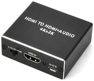 4K x 2K HDMI Audio Convertitore a SPDIF + 3,5 mm Adattatore Stereo - Estrattore e Splitter Sound con Supporto modalità PASS/2.0CH/5.1CH