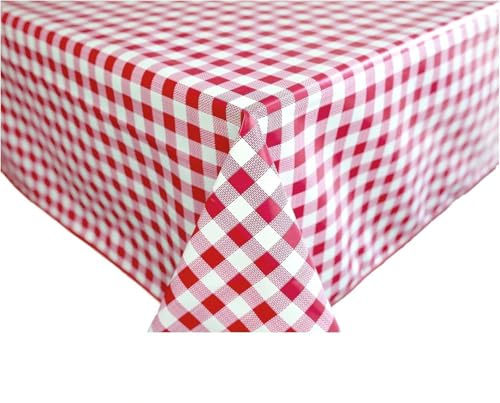 Home Direct Wipe Clean Table Cloth Oilcloth PVC Tablecloth Table Cover Protector Gingham Check 100cm x 140cm 39x55 Red