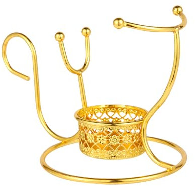 OUBXINS Brandy Warmer Set - Cognac Snifters Warmer with Candle Heating Base and Metal Stand (Gold)