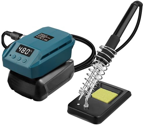 URUN Akku Lötkolben Set für Bosch 18V PBA Haus und Garden System Akku,60W LCD Einstellbar Temperatur 180-480°C Cordless Lötkolben mit Saugstab Work für Bosch PBA Akku