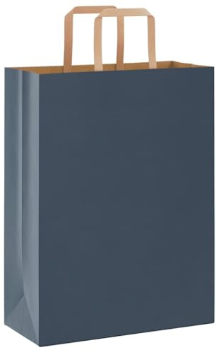 vidaXL Papiertragetaschen 50 Stk., Papiertüten mit Henkeln, Kraftpapiertüten, Geschenktüten für Einkaufen Hochzeiten Verpackungen Partys Geburtstag Weihnachten, Schwarz 32x22x24cm