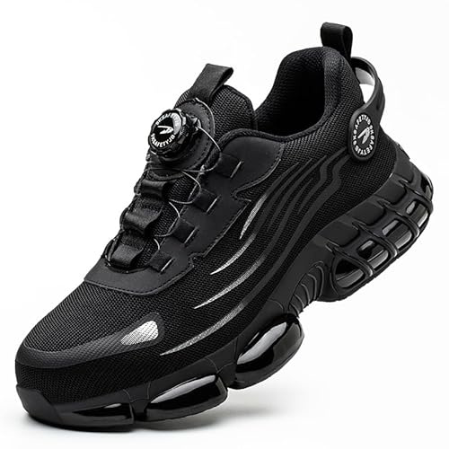 Steel Toe Work Shoes for Men and Women Lightweight Comfortable Industrial & Construction Safety Shoes Black