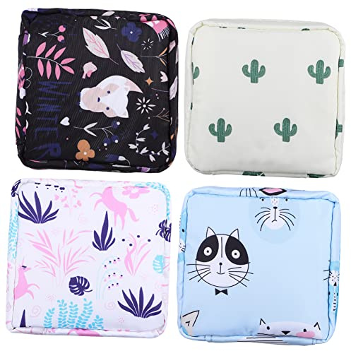 Baluue 4piezas Bolsas De Almacenamiento Para Toallas Sanitarias Neceser Cierre Para Compresas Bolsa Para Productos Femeninos Diseño De Organizador De Toallas Sanitarias