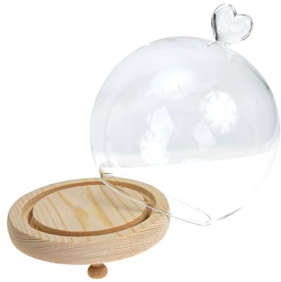 Alipis Eternal Flower Glass Dome Wooden Base and Warm Light Display for Landscape and Decorative Figurines for Home Decor and