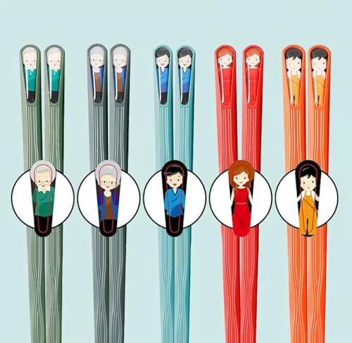 5-Pair Hongmeru Fibreglass Chopsticks Set | Reusable Non-Slip, Dishwasher Safe Lightweight Asian Tableware for Chinese/Japanese/Korean Cuisine (9.5 Inch)