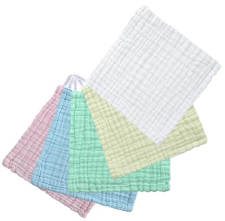 HEMOTON 5piezas Toallitas De Muselina Para Toallitas De Algodón Absorbentes Para Lavar La Cara Para Pequeños