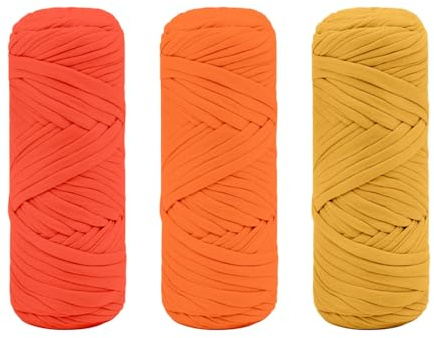 Maxee 600g T-Shirt Garn – 3 er Pack (je 200g/75m), Weiches Beilaufgarn zum Häkeln & Stricken – Farbintensiv & pflegeleicht, Ideal für Häkeltaschen/Körbe/Teppiche DIY Projekte, Handarbeiten und Deko