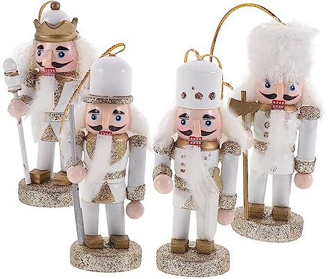 Cabilock 4pezzi Schiaccianoci Di Natale Figurine Ornamento Natalizio Decorazione Legno Tavolo Vetrina Addobbi Natale