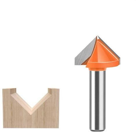 1 Stück 8 mm Schaft V-Nut-Fräser, 60/90/12/150 Grad CNC-Gravur Holzbearbeitung Fräser Fasenwerkzeug(8 * 22mm*90Degree)