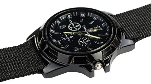 Vibrerande larm armband tyg herrklocka, Svart, En storlek