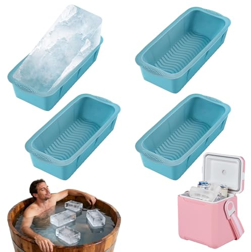 Large Ice Cube Tray, 4PCS Reusable Giant Ice Cube Moulds for Ice Bath | Ice Bath Ice Blocks, Easy Release Silicone Trays for Freezer, Giant Trays Making for Cold Plunges