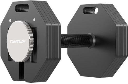 Tunturi Rapid Haltère Ajustable – Set d’haltère unique de 20 kg – Réglable de 4 à 20 kg – 9 haltères en un – Ensemble de poids pour home gym