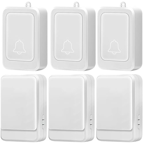 Campanelli a batteria senza fili 3 pezzi per casa, sistema di allarme di emergenza anziani e pazienti, campanello extra forte con avvisi flash 7 colori