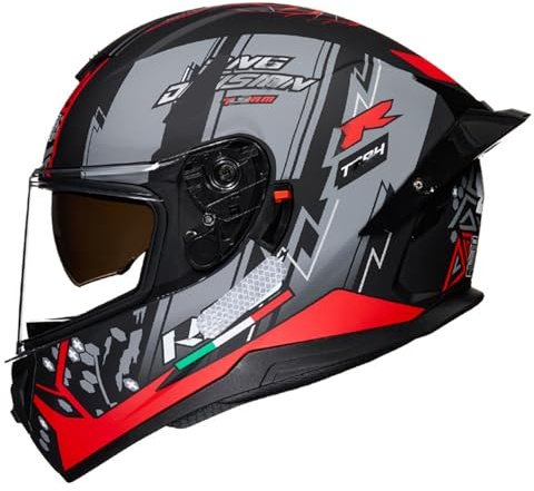 Retro Motorradhelm Integralhelm Rapid Street Vollvisierhelm Helm Integralhelme Motorrad Helm Unisex Erwachsene Mit Sonnenblende Motocrosshelme ECEDOT Zertifiziert C,XXL:63-64CM