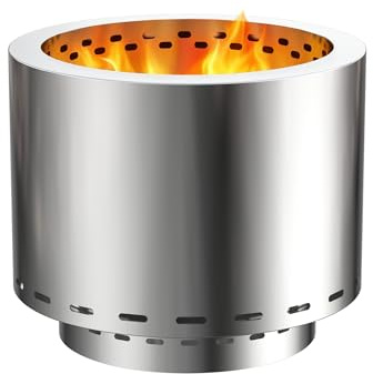 Suusolny Großer Tragbarer Rauchfreier Holzofen, Outdoor Edelstahl Feuerstelle & Feuerschale, Winddichter Campingkocher mit Tragetasche ⌀49cm H40cm