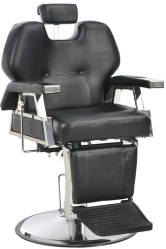 Genérico Silla de peluquería de Cuero sintético Negra 72x68x98 cm,Economía e Industria,Peluquería y cosmética,Sillas de peluquería-110167