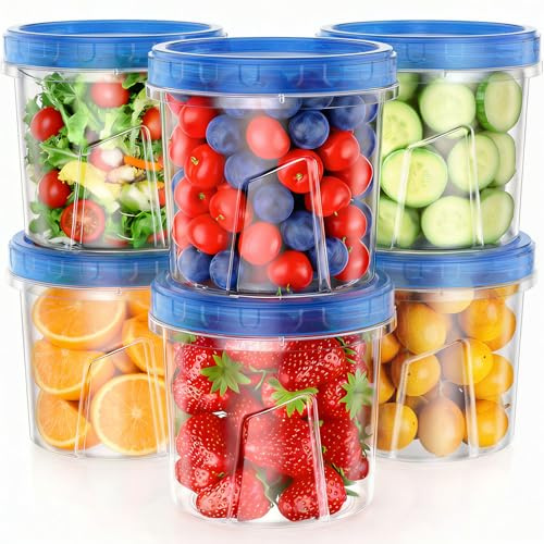 WayEee Food Containers,710ml Airtight Plastic Food Storage Containers with Lids,Leak-proof Meal Prep Containers Reusable,Stackable Storage Boxes for Fruit,Snack,Yoghurt(6 Pack)