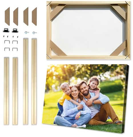 Vanshue Leinwandrahmen, 55 x 75 cm, geeignet für 60 x 80 cm Leinwand, Keilrahmen, Holz-Bilderrahmen-Set für Ölgemälde, Diamantmalerei, Poster, mehrere Größen, mit Selbstmontage-Set