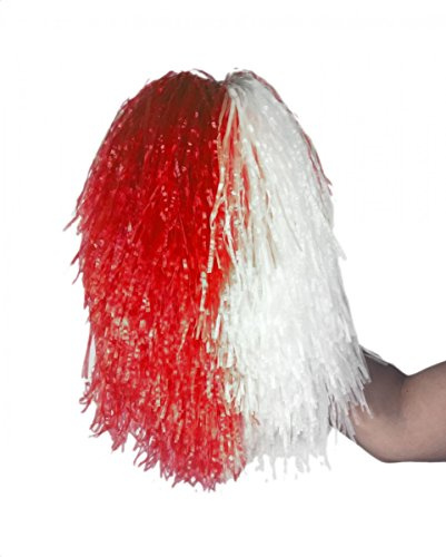 Horror-Shop Rot-Weißer Cheerleader Tänzerin Pompon Puschel