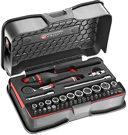 Facom FAC30993 Coffret 37 pièces Douilles 1/4 6 pans métriques + Embouts + Plateau Mousse R.161-6M6PB