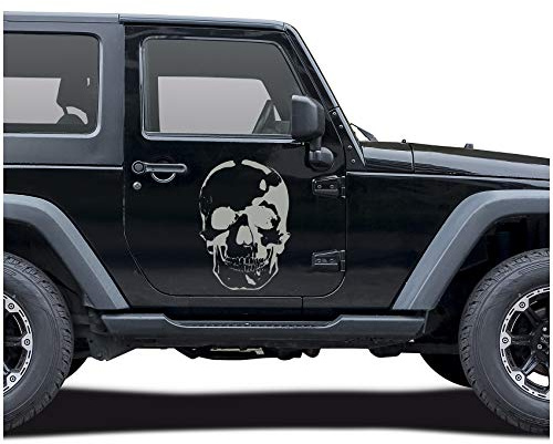 Totenkopf Aufkleber - Finest Folia Sticker Auto Boot Motorrad Caravan Dekor KX026 (Mittelgrau, 80cm x 55cm)