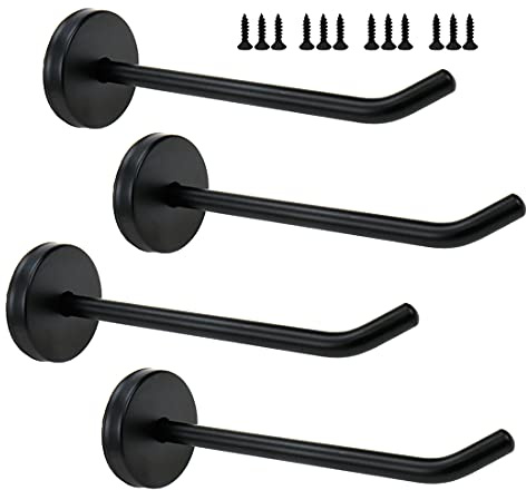 Rannb Wall Mount Hook Single Hook Stainless Steel Long Coat Hook Robe Hanger fit for Kitchen, Bedroom & Living Room 120mm/4.7 Length - Pack of 4