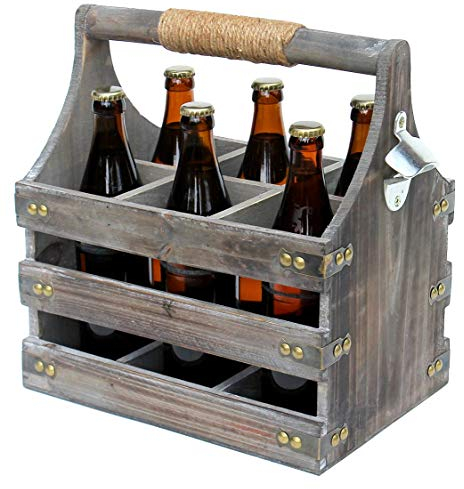 DanDiBo Bierträger aus Holz mit Öffner 93860 Flaschenträger Flaschenöffner Flaschenkorb Männerhandtasche Männergeschenke