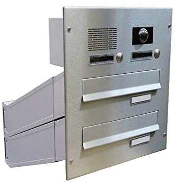 2er Edelstahl Kamera Durchwurf Briefkastenanlage - T: 33-50 cm - D-042