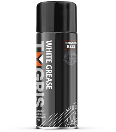 Tygris R223 White Grease with PTFE 400ml – Heavy Duty Water-Resistant Lubricating Spray for Bearings, Hinges, Gears, Chains & Mechanical Parts – Anti-Corrosion Multi-Purpose Grease
