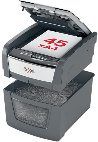 Rexel Optimum Auto Feed 45 Sheet Automatic Cross Cut Paper Shredder, P-4 Security, Home/Home Office, 20 Litre Removable Bin, 2020045X, Black