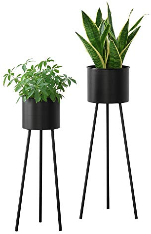 [en.casa] Pflanzständer Dalhem 2er Set Blumenständer-Set Pflanztopfhalter in 2 Größen Metall Schwarz