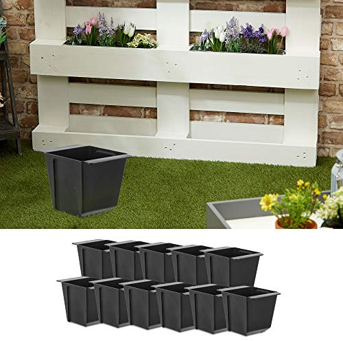 Cepewa Pflanzkasten passend für Europaletten 12er Set aus Kunststoff Pflanzkübel Breite 14 cm (1 x 12er Set Pflanzkasten B14cm)