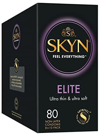 SKYN Elite Kondome, latexfrei, Skynfeel, Kondome für Männer, normale Größe, ultradünne und weiche Kondome, glatte gerade Form, 53 mm breit, 100 Stück