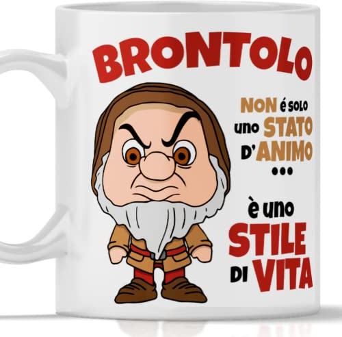 12Print Tazza brontolo divertente idea regalo di natale e ogni occasione per amica, amico, collega, zia, zio e tutti i parenti - tazza BRONTOLO