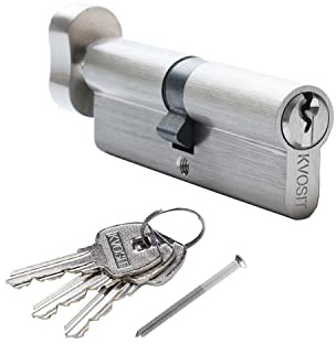 Solid Brass Door Lock Cylinder with 3 Brass Keys 90mm Storm Door Lock Replacement Brushed Nickel Cylinder
