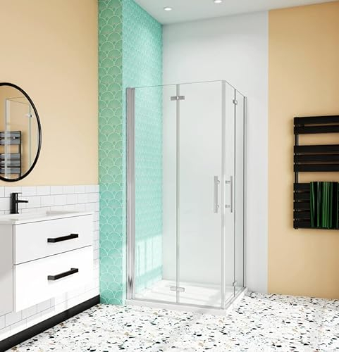 Aica Sanitär Eckeinstieg Duschkabine Dusche 76x76cm Duschwand Duschabtrennung Falttür H185cm