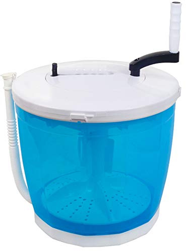 BOSUGE Studente Mini Lavatrice E Centrifuga Portatile A Manovella Non Elettrico Contiene Fino A 2 kg per Campeggio, Roulotte All'aperto Piccoli Appartamenti Viaggio Dormitorio,Blue