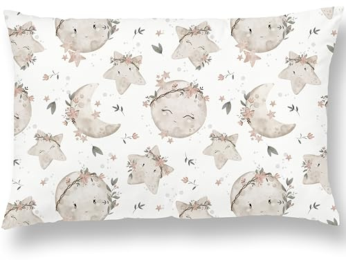 Funda De Almohada para Niños De Tamaño 33x45 En Algodón Oeko-Tex - Funda De Cojín Infantil Pequeño Suave Y Cómoda - Rectangular - Funda De Almohada Cuna Bebe Y Niños Estampada