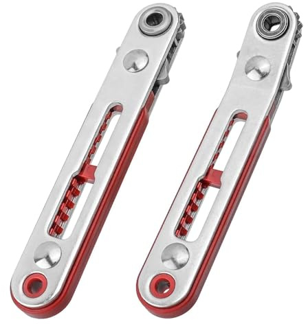 Bestgle 2pcs Mini Ratchet Wrench Set, 1/4 Drive Socket High Torque Reversible Offset Ratcheting Screwdriver Tool with Flat Head & Elbow Head for Tight Spaces