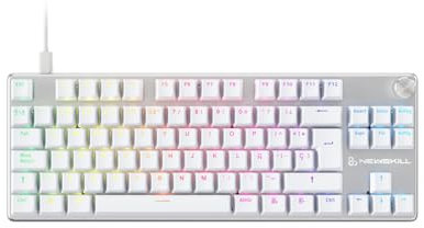 NEWSKILL Serike V2 TKL Teclado mecánico tenkeyless RGB con switches Hot-Swap lineales, Estructura de Aluminio y Layout español Blanco