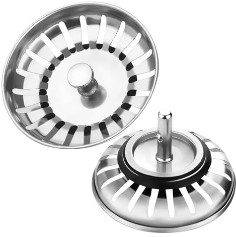 2 pack kök rostfritt stål diskho sil, Diskbänksplugg Filter, rostfritt stål diskbänkssil, Kök handfat sil pluggar, Avloppssil för diskbänk, för vattenflöde, matrester, Avloppstillbehör(diameter 79 mm)