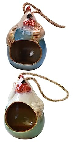 BESPORTBLE 2pcs Ceramic Flowerpot Hanging Hydroponic Plant Pots Small Rooster Design Flower Planter for Indoor Wall-mounted Use
