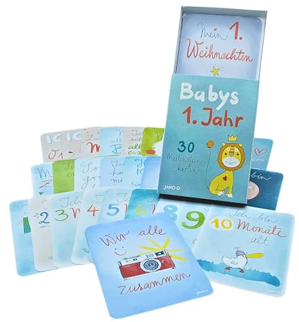 JAKO-O Meilensteinkarten Baby Karten Geburt + Erstes Jahr | Meilensteine Baby | Karten auch als Tagebuch zum Beschriften und Erinnern!