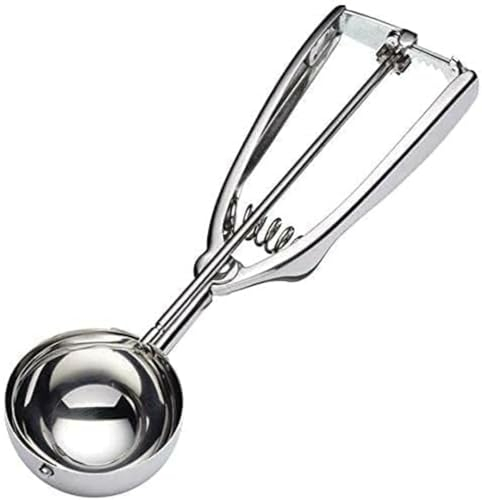 Large Stainless Steel Ice Cream Scoop with Trigger for Easy Scooping of Cookies, Meatballs, Mashed Potatoes, Muffins, and Melon
