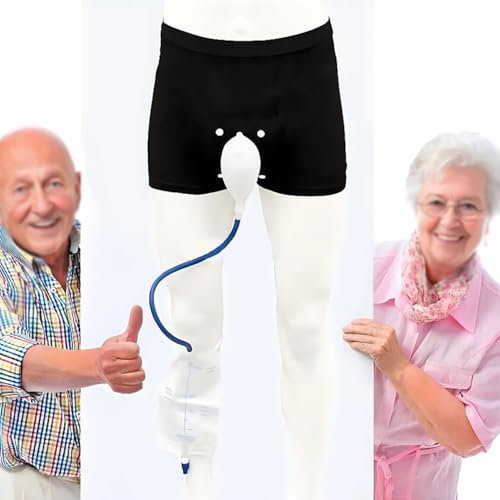 BEOTAY 52 to 76CM, Urinbeutel Für Männer 500Ml,Tragbare Inkontinenzhose,Urindrainagebeutel Wiederverwendbar,Externer Katheter Für Männer,Urinflasche Für Männer Noir