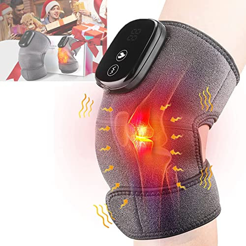 Lxwyq Heated Vibration Knee Massager, Heated Knee Brace Wrap with Massage, Rechargeable Electric Heating Pad Knee Warmer, Knee Support Heat Pad for Health Care Equipment